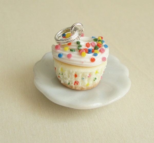 Polymer Clay Food Jewelry Funfetti Cupcake Pendant Charm