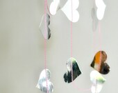 Lovely Love Silver Chrome Hearts Stitched Paper Garland
