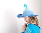CUSTOM made Felted Elf/pixie hat with curly spike and roled front brim