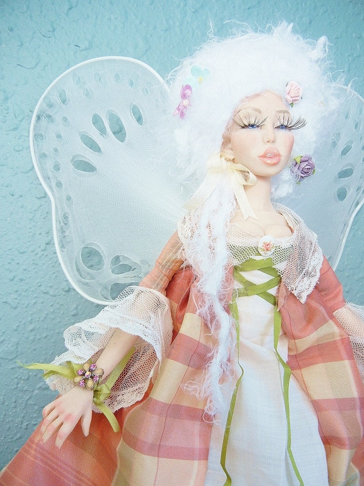Peachy Pink Fairy Posable  OOAK Art Doll
