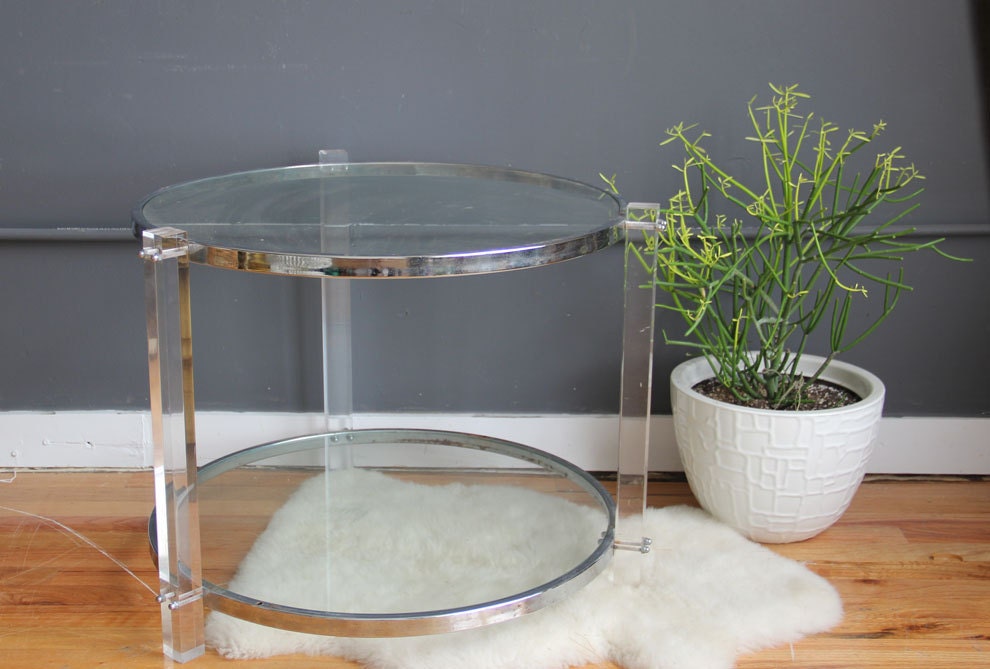 Round Glass & Lucite Occasional Table