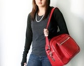 Vintage Dark Red MESSENGER Luggage Bag Pick Your Poison