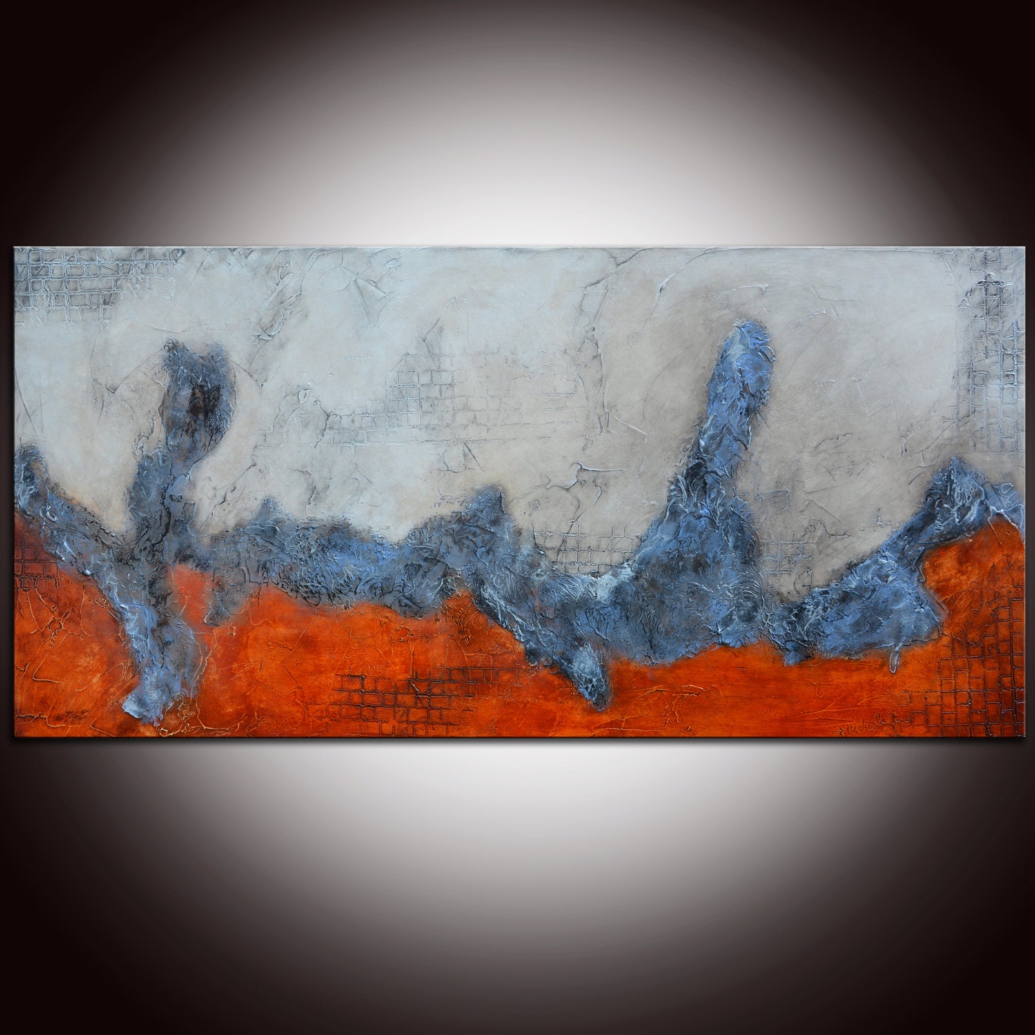 Abstract Painting, Large Abstract Painting, Textured Original Painting, Orange Red Painting by Andrada - 24x48