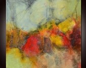 Abstract Painting, Large Abstract Painting, Textured Original Painting, Orange Red Painting by Andrada - 36x36