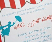 Mary Poppins Carnival Party Invitation Stripe Jolly Holiday Birthday Invitation set of 10 by Belleza e Luce Il_170x135