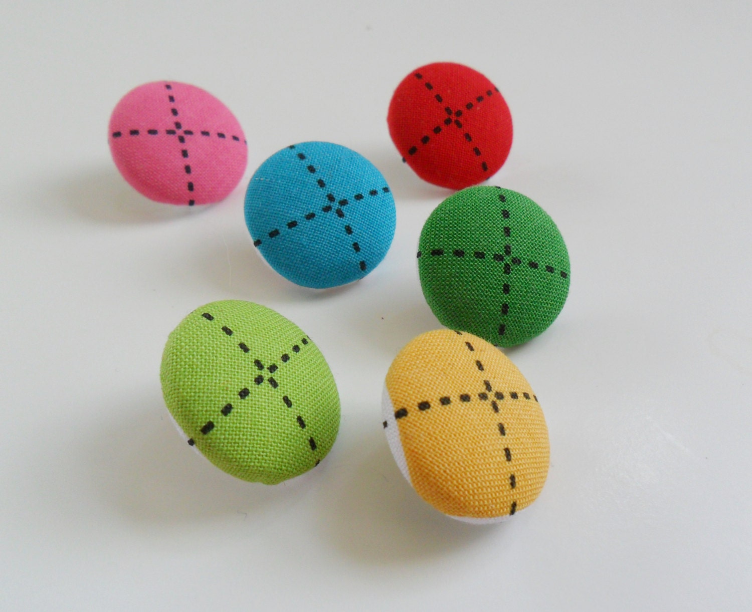 Rainbow- Decorative Fabric Covered Push Pin Thumbtack Set