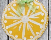 Large Lemon Slice Wooden Door Hanger Art- Patriotic Peacock Original