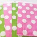 12 Hot Pink & Green Combo Polka Dot Spot Paper Favor Candy Bags - Parties, weddings