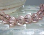 Beads 14mm Glass Petal Pink 10pc strand