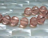 Beads 14mm Glass Paparadscha Pink 10pc strand