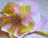 Baby Headband-Newborn Headband-Mini Top Hat-Mad Hatter-Birthday-Mini Top Hat Fascinator-Vintage-pink mini top hat