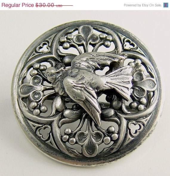 Vintage Victorian French Sterling Silver Bluebird Brooch
