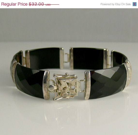 Vintage Sterling Silver Link Bracelet Art Deco Style