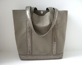 Canvas Sequin Tote Bag - Moss, Neutral, Beach Bag, Purse for Women, Unique Tote Bag, Casual Tote Bag