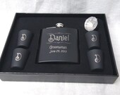 ONE  6oz. Laser Engraved Stainless Steel Flask Set  Weddings Best Man Groomsman Groom Father of the Groom