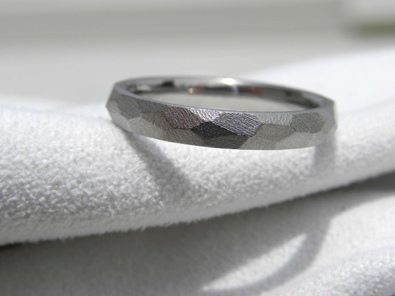 Titanium Narrow 3mm Ground Profile Ring Wedding Band Burnished Finish