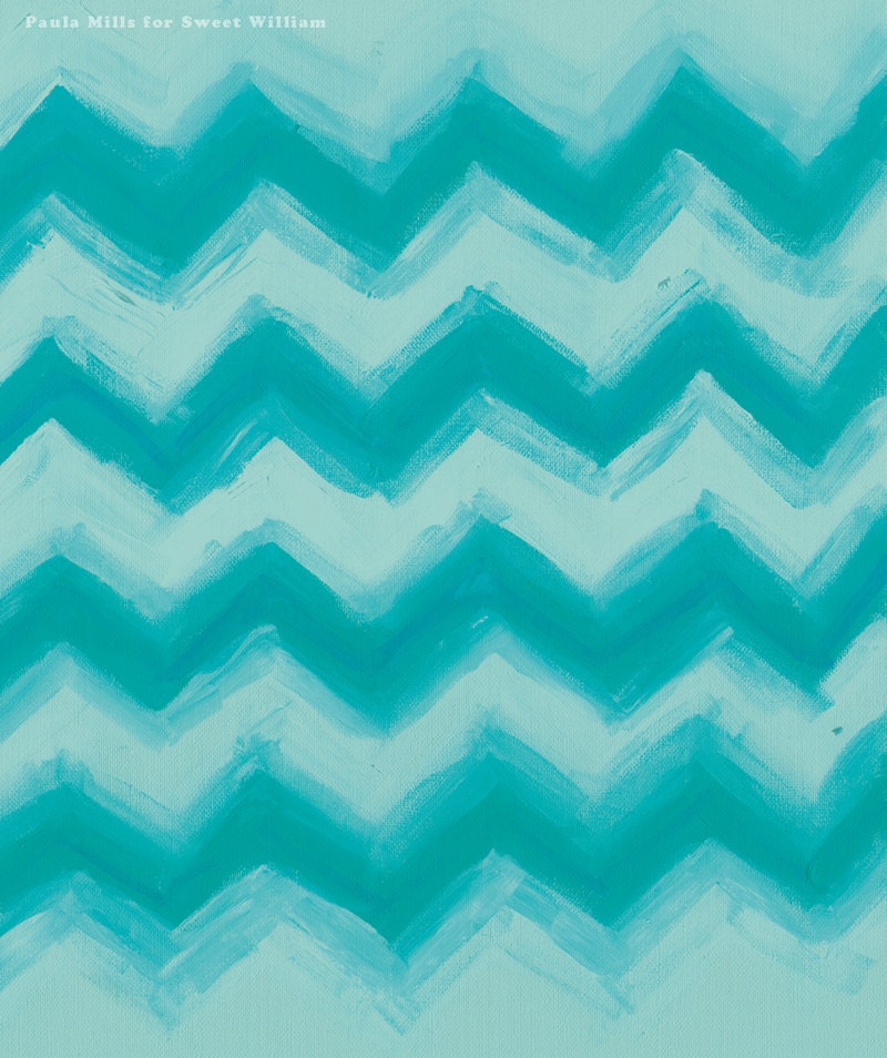 Bright Blue Painted Chevron Archival Art Print by Paula Mills for Sweet William