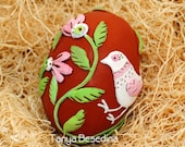 Ukrainian Easter Egg Pysanka Pink Love Bird by Tanya Besedina