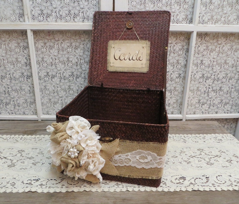 Lacey Rustic Wedding Card Holder Large Basket