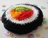 Kawaii crochet - Sushi Roll - crab carrot avocado - coin purse - mini wallet