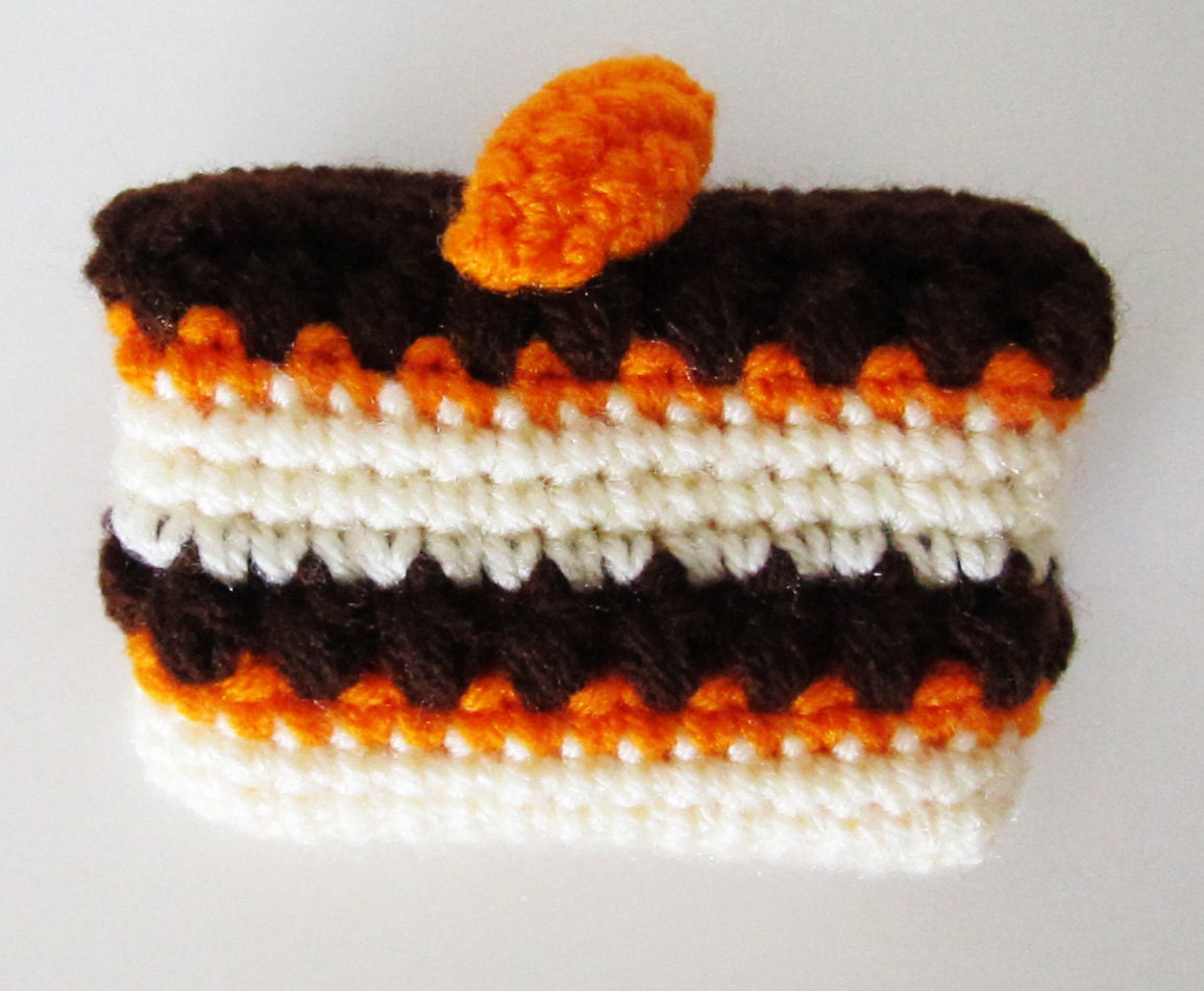 Kawaii crochet - Orange Chocolate Cake - coin purse - mini wallet