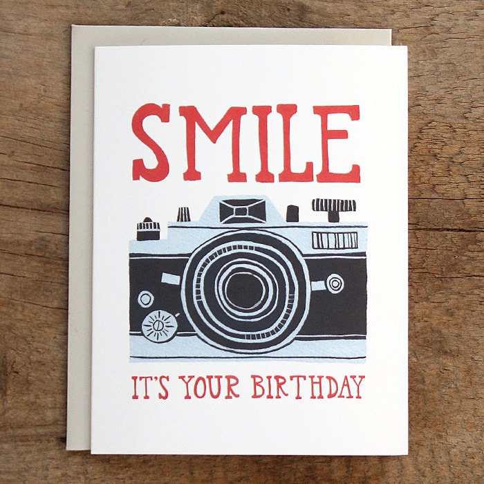 Smile Birthday Camera Illustrated Card