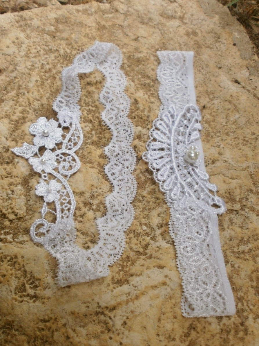 Garters SET Eyes On Me white wedding garter and toss garter white bridal garter white lace garter bridal quality embroidery and pearls