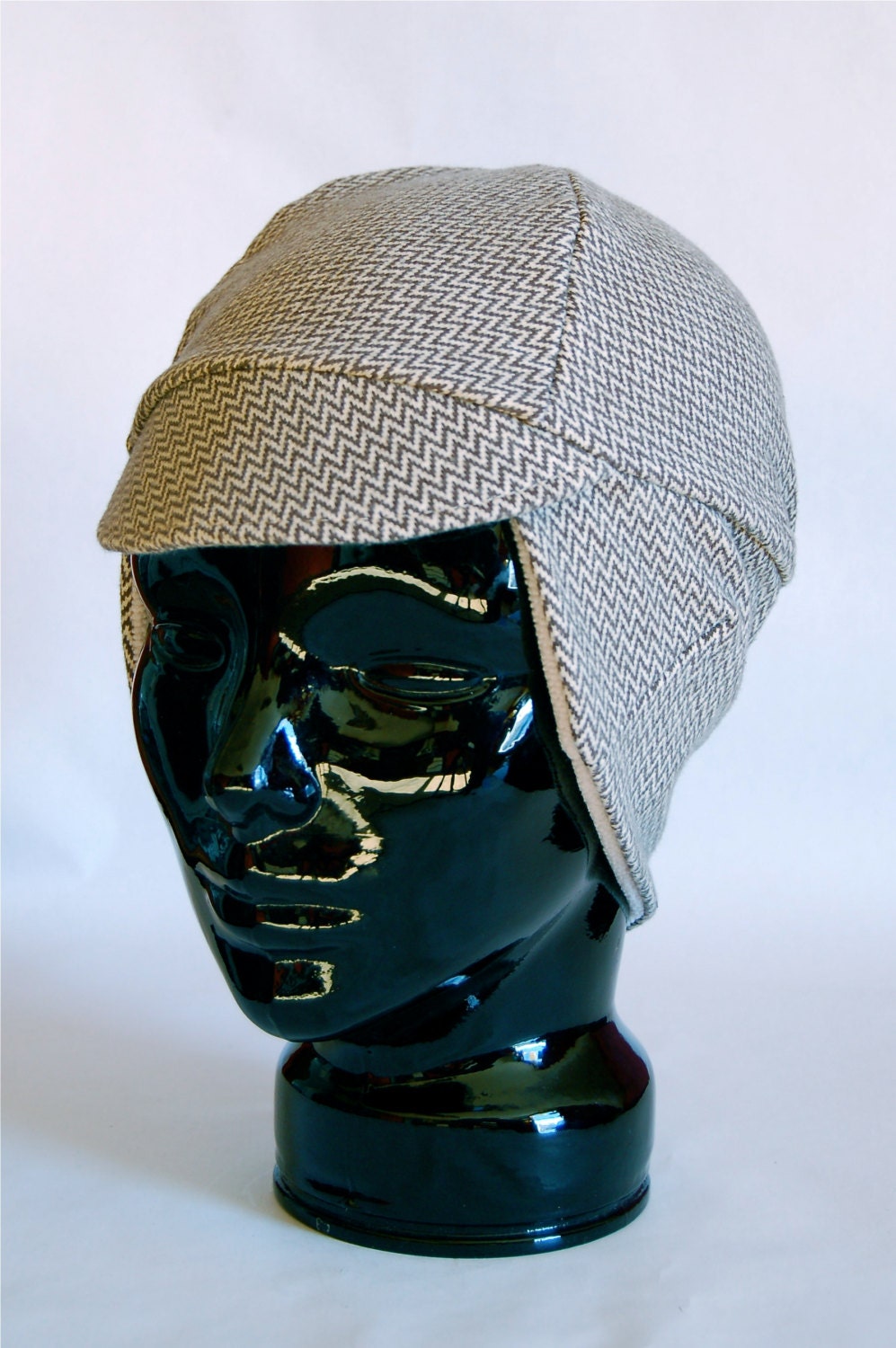 Chevron Cycling Cap for Winter Biking Handsewn in Chicago from Recycled Materials Made to Order