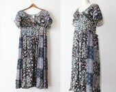 1990's Chiffon Patchwork Floral Maxi Dress Size Small