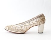1970's Glam Gold Mesh See Through Pumps Size 9M
