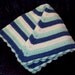 Crochet Baby Blanket ... Square Afghan Lapghan  ... Blue White Sea Green  ... READY TO SHIP