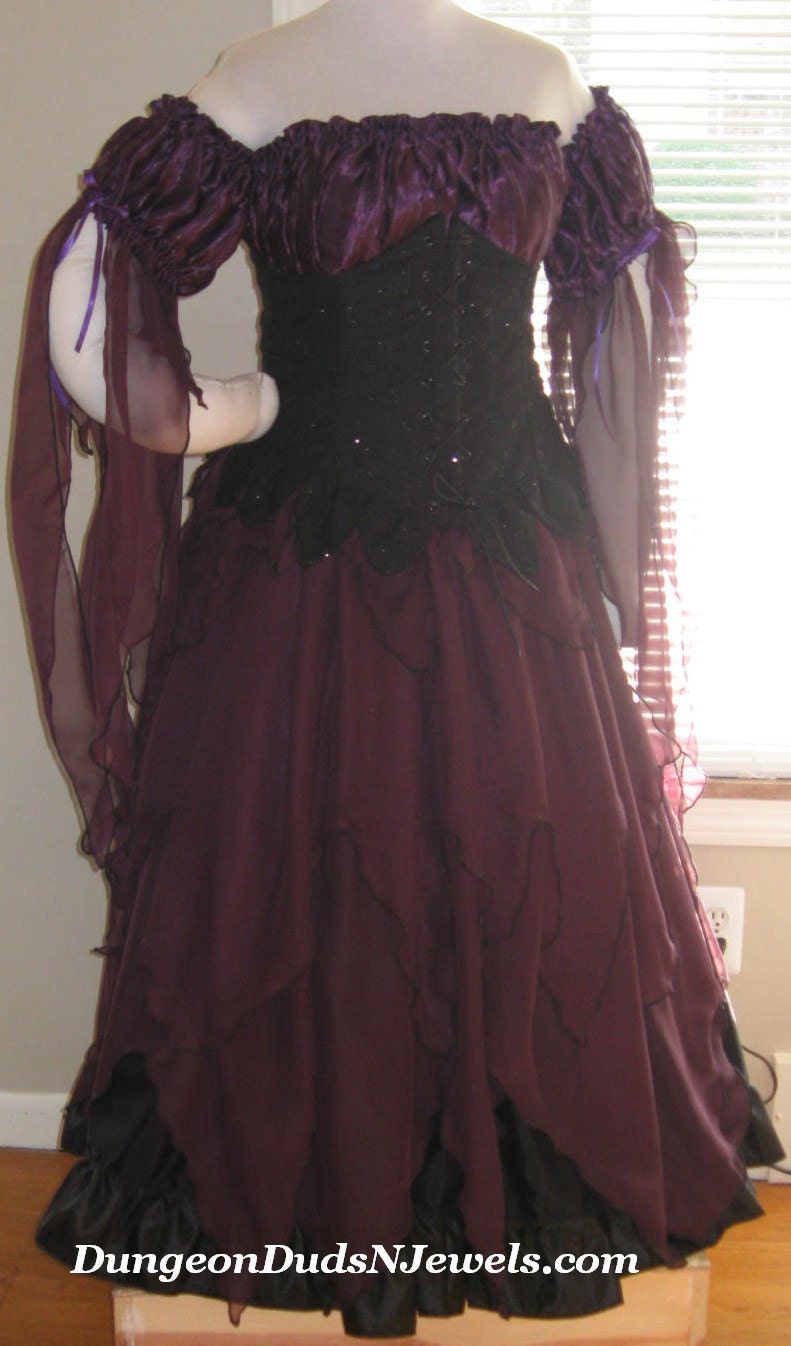 DDNJ Choose Color 4pc Fantasy Fairy Corset Gown Princess Queen Renaissance Gothic Plus Custom Made Any Size Anime Cosplay