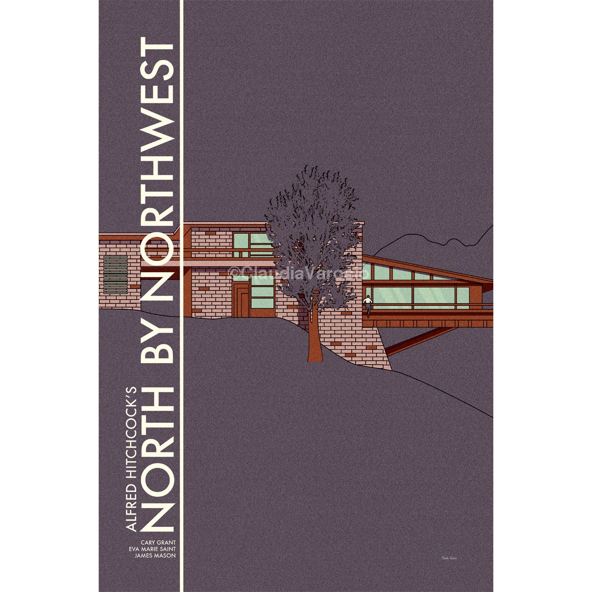 Mid Century Modern Movie poster North by Northwest 12x18 inches print