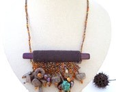 Twayblade II, mixed media wearable art necklace