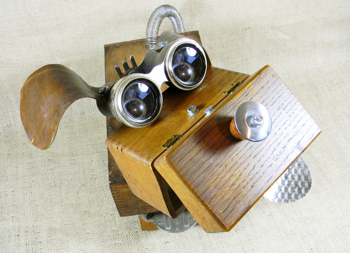 WOODY 2 - a comical robot dog - Reclaim2Fame - assemblage sculpture