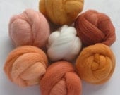 100g Acid Dyed/Undyed Falkland Wool Top - Multi-set Peaches & Cream