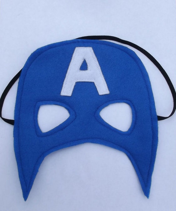 Super Hero Captain America Inspired Mask You Choose Colors and Letter personalized SuperHero Mask