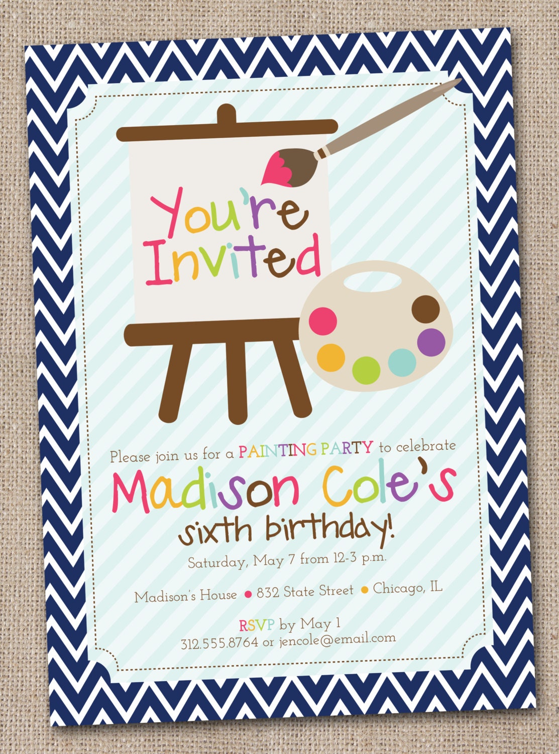 Art Day Painting Party Printable Birthday Party Invitation Digital File Il_170x135