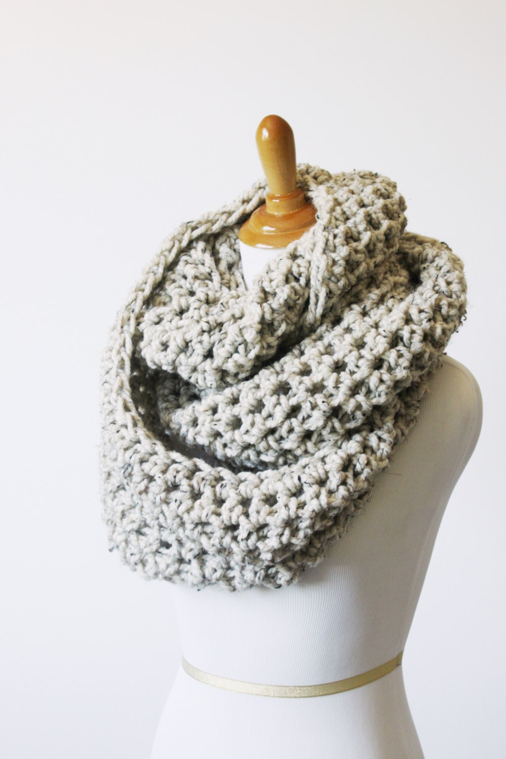 Oversized Infinity Scarf or Chunky Huge Snood in Oatmeal - Made to Order