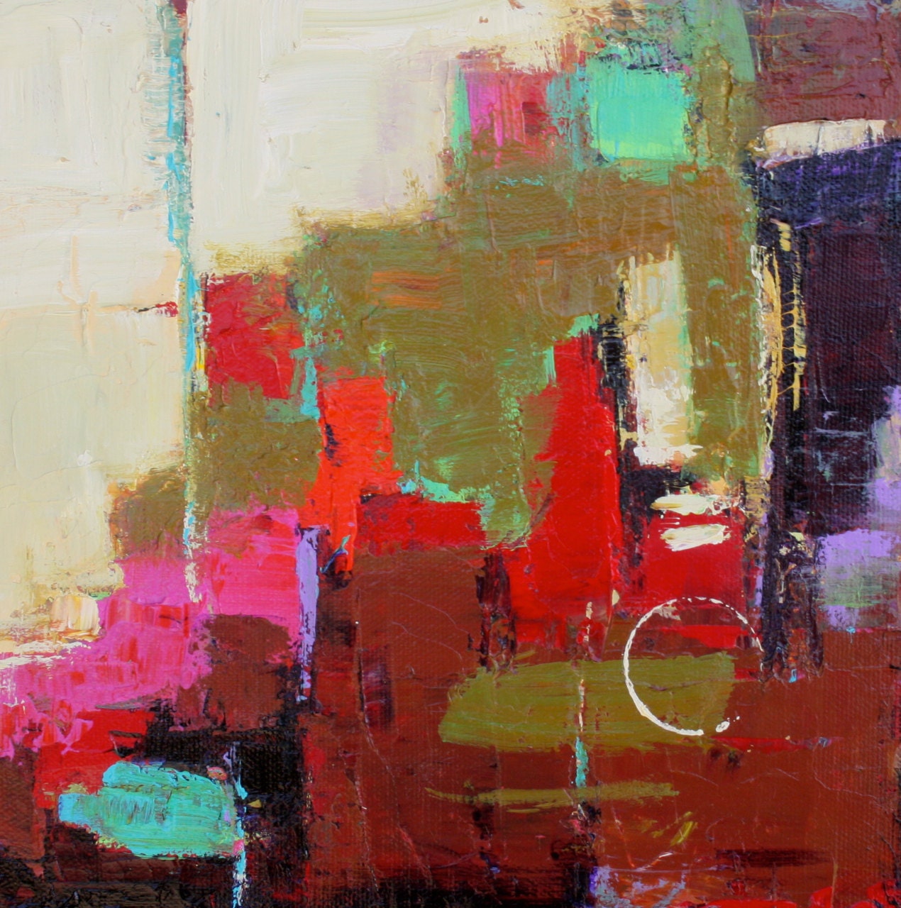 MINI Abstract ORiGINAL Painting "Chocolate Spice" ACRYLIC on 8" x 8" wrap canvas by Elizabeth Chapman