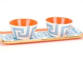 Jill's Key Cocktail Tray in True Blue/tangerine