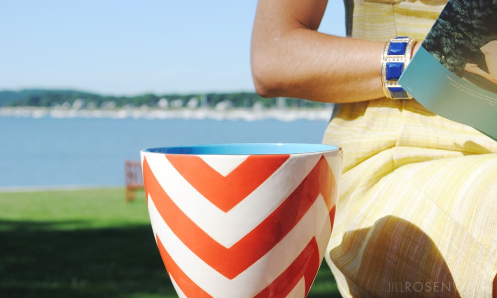 Bee Bowl in Buckley Chevron Coral