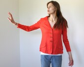 vintage 1960s jacket. Small. Orange linen blazer. Spring summer jacket. Lightweight retro mod coat / the FRESH PERSIMMON jacket