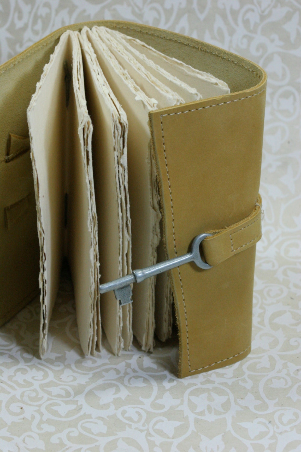 Yellow Leather Journal by Binding Bee with Handmade Paper