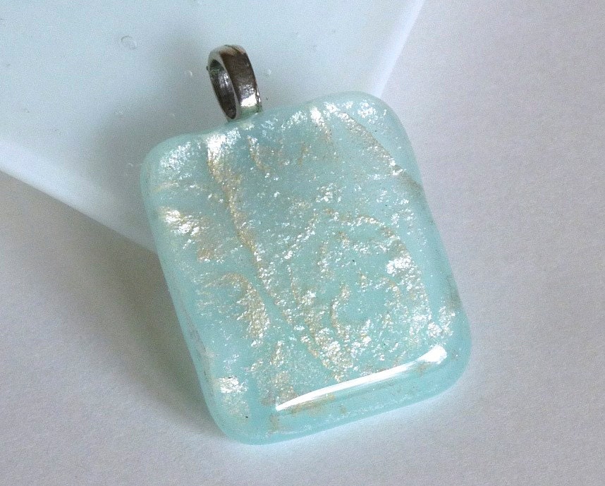 Aqua and Silver Glass Pendant