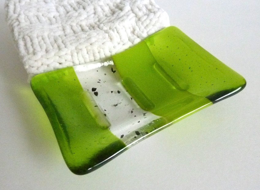 Spring Green Glass Soap Dish