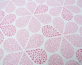 Hand Printed Fabric Hot Pink Rain Flowers Hemp Organic cotton 50 x 35cm