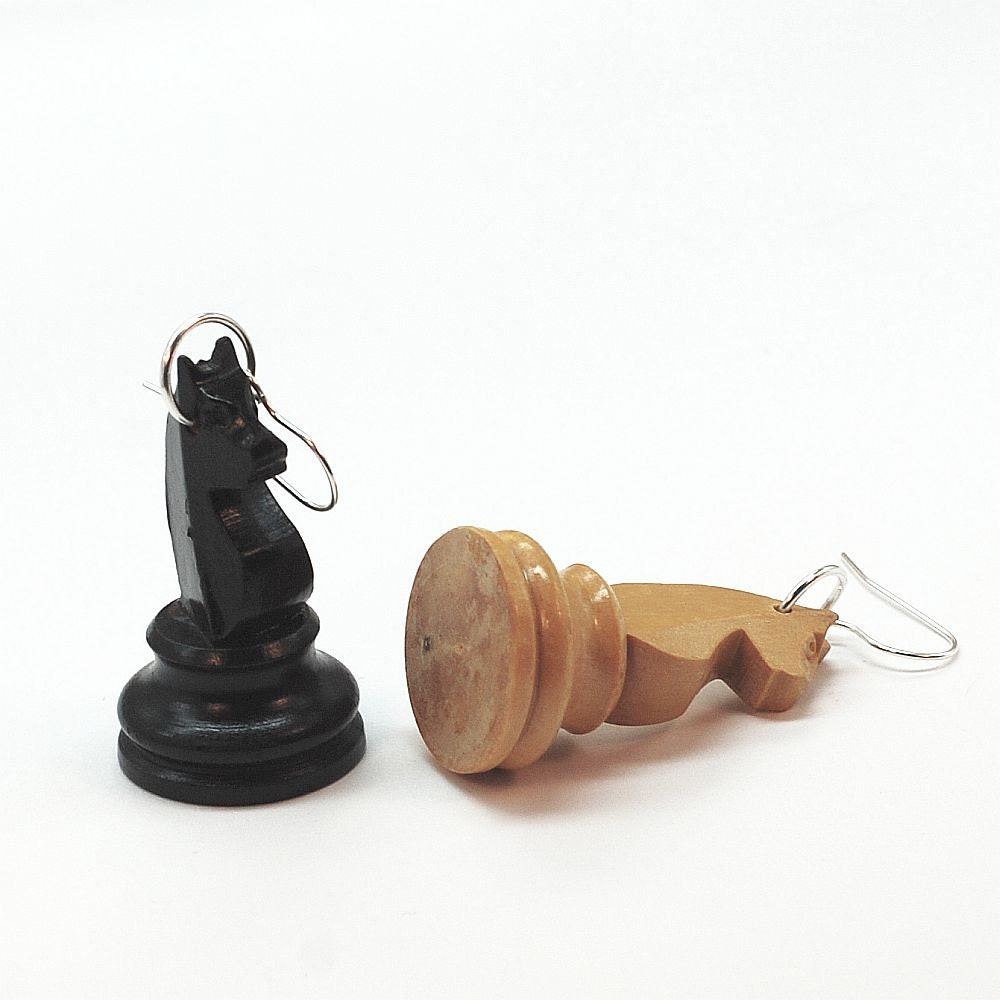 Chess Piece Knight Earrings- Found Object Jewelry