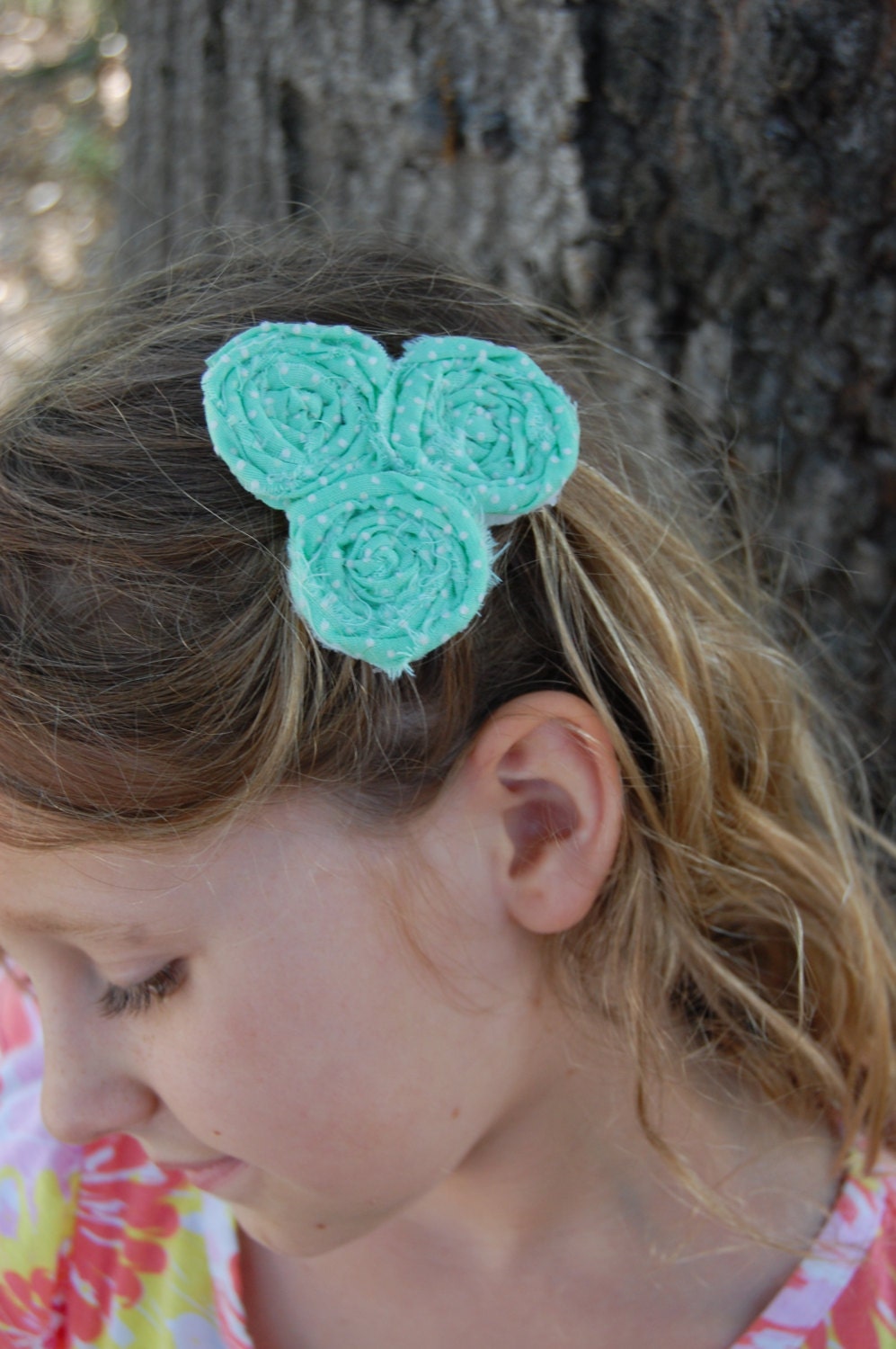 Burlap Rose Collection Merry Mint Fabric Rose Hair Clip Il_170x135