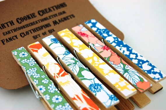 Floral District Fancy Clothespins Magnets Set of 6 Il_570xn